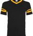 Augusta Sportswear 361 Youth V-Neck Football Tee in Black/ gold front view