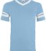 Augusta Sportswear 361 Youth V-Neck Football Tee in Light blue/ white front view