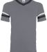 Augusta Sportswear 361 Youth V-Neck Football Tee in Graphite/ black/ white front view
