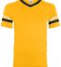 Augusta Sportswear 361 Youth V-Neck Football Tee in Gold/ black/ white front view