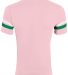 Augusta Sportswear 361 Youth V-Neck Football Tee in Light pink/ kelly/ white back view