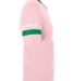 Augusta Sportswear 361 Youth V-Neck Football Tee in Light pink/ kelly/ white side view