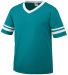 Augusta Sportswear 361 Youth V-Neck Football Tee in Teal/ white front view