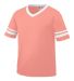 Augusta Sportswear 361 Youth V-Neck Football Tee in Coral/ white side view