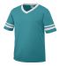 Augusta Sportswear 361 Youth V-Neck Football Tee in Teal/ white side view