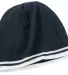 Port & Company CP93 Fine Knit Skull Cap with Strip Navy/White front view