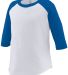 Augusta Sportswear Raglan 422 Toddler Raglan Shirt in White/ royal front view