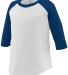 Augusta Sportswear Raglan 422 Toddler Raglan Shirt White/ Navy front view