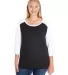 LAT 3830 Curvy Collection Women's Baseball Tee in Black/ white front view