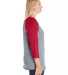 LAT 3830 Curvy Collection Women's Baseball Tee in Vn hth/ vn red side view