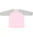 LAT 3830 Curvy Collection Women's Baseball Tee in Pink/ vin hthr front view
