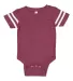 Rabbit Skins 4437 Infant Football Onesie VN BRGNDY/ BL WH front view
