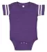 Rabbit Skins 4437 Infant Football Onesie VN PURP/ BLD WH front view