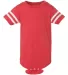 Rabbit Skins 4437 Infant Football Onesie VN RED/ BLD WHT front view