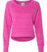 J. America 8663 Women's Hi-Low Performance Pullove Passion Pink Stripe front view