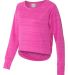 J. America 8663 Women's Hi-Low Performance Pullove Passion Pink Stripe side view