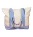 BE004 BAGedge 12 oz. Canvas Boat Tote NATURAL/ LT BLUE front view