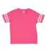 3037 Rabbit Skins Toddler Fine Jersey Football Tee Vintage Hot Pink/ White front view