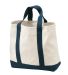 Port Authority B400 Two-Tone Shopping Tote Bag in Natural/navy front view