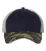3100 Sportsman  - Contrast Stitch Mesh Cap -  Navy/ Camo/ Stone front view