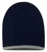 SP09 Sportsman  - 8 Inch Bottom Striped Knit Cap - Navy/ Grey front view