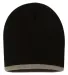 SP09 Sportsman  - 8 Inch Bottom Striped Knit Cap - Black/ Taupe side view