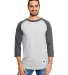 Champion T137 Raglan Baseball Tee in Oxford grey/ charcoal heather front view