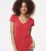 0244TC Tultex 244/Ladies' Poly-Rich Blend V-Neck T in Heather red front view