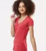 0244TC Tultex 244/Ladies' Poly-Rich Blend V-Neck T in Heather red side view