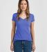 0244TC Tultex 244/Ladies' Poly-Rich Blend V-Neck T Heather Royal front view