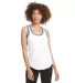 1534 Next Level Ladies Ideal Colorblock Racerback  in White/ royal front view