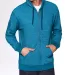 9600 Next Level Adult Denim Fleece Full-Zip Hoodie in Turquoise front view