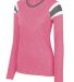 3012 Augusta Sportswear Ladies' Long-Sleeve Fanati in Power pink/ slate/ white front view