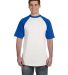 423 Augusta Sportswear Adult Short-Sleeve Baseball in White/ royal front view