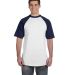 423 Augusta Sportswear Adult Short-Sleeve Baseball in White/ navy front view