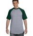 423 Augusta Sportswear Adult Short-Sleeve Baseball in Athletic heather/ dark green front view