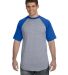 423 Augusta Sportswear Adult Short-Sleeve Baseball in Athletic heather/ royal front view