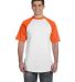 423 Augusta Sportswear Adult Short-Sleeve Baseball in White/ orange front view