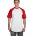 423 Augusta Sportswear Adult Short-Sleeve Baseball in White/ red front view