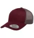 Yupoong 6606 Retro Trucker Hat in Maroon/ grey front view