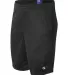 S162 Champion Logo Long Mesh Shorts with Pockets Black side view