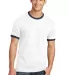 Port & Co PC54R mpany   Core Cotton Ringer Tee White/Navy front view