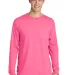 Port & Co PC099LSP mpany   Pigment-Dyed Long Sleev Neon Pink front view