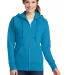 Port & Company LPC78ZH Ladies Core Fleece Full-Zip Neon Blue front view