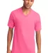 Port & Co PC54V mpany   Core Cotton V-Neck Tee Neon Pink front view