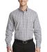 Port Authority S654    Long Sleeve Gingham Easy Ca in Black/charcoal front view