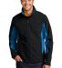 Port Authority J318    Core Colorblock Soft Shell  in Black/imp blue front view