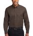 Port Authority S608ES    Extended Size Long Sleeve in Coffee bean/st front view