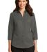 Port Authority L665    Ladies 3/4-Sleeve SuperPro  in Sterling grey front view