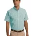 Port Authority S655    Short Sleeve Gingham Easy C Green/Aqua front view